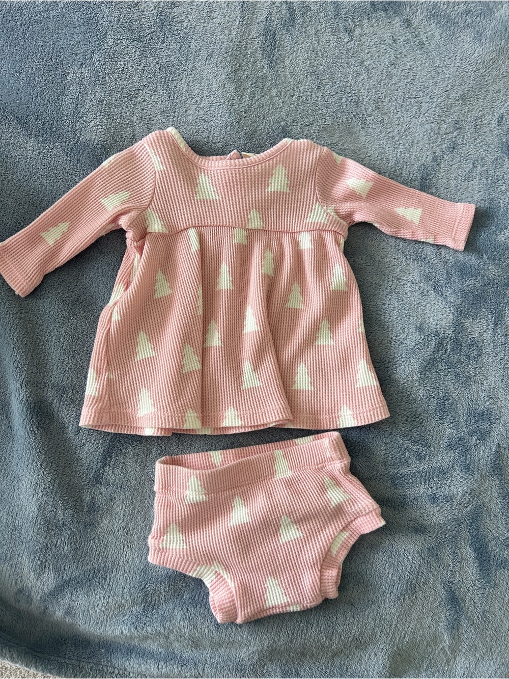 Spearmint Love Waffle Knit Christmas Tree Dress and Bloomers